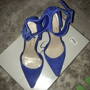 Blue suede Jessica Simpson stilettos